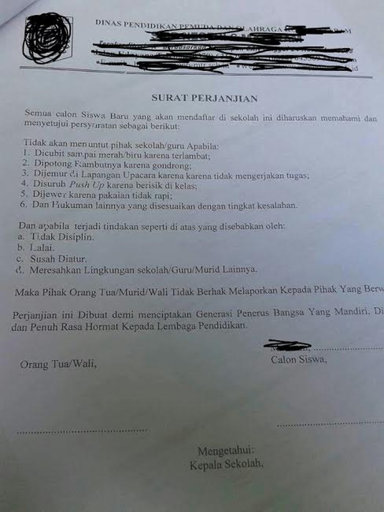 Perjanjian Sekolah dan Ortu Siswa: Tak Perlu, Sistem Pendidikan Indonesia Mundur Perjanjian Sekolah dan Ortu Siswa: Tak Perlu, Sistem Pendidikan Indonesia Mundur