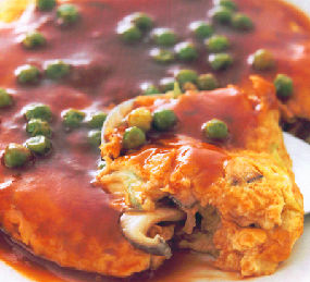 Mushroom Omelette With Pod Peanut Sauce