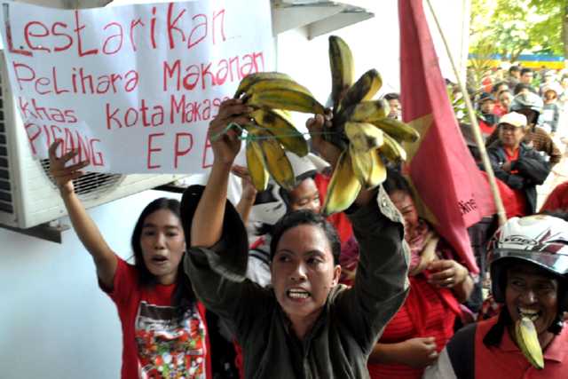 Pedagang Pisang Demo DPRD Makassar
