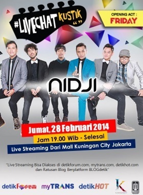 Perdana! Nidji Akan Bawakan  Secepat Kilat  Live di LIVECHATkustik