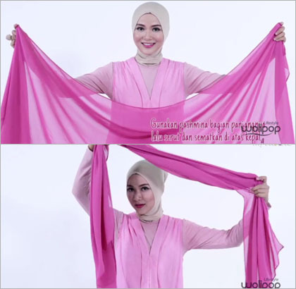 Tutorial Hijab dengan Headpiece untuk Lebaran 2