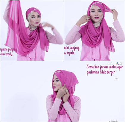 Tutorial Hijab dengan Headpiece untuk Lebaran 5