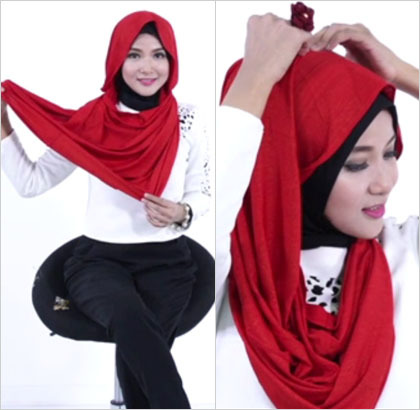Tutorial Hijab dengan Anting Pakai Jilbab Instan 4