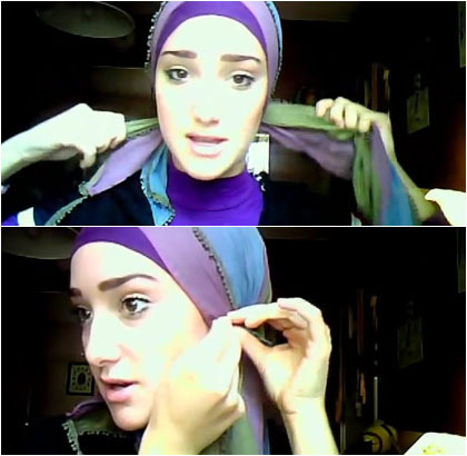 Tutorial Hijab Pashmina dengan Aksen Ruffle ala Hijabers Amerika, Yasemin 3