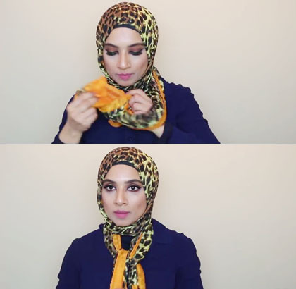 Tutorial Hijab Tanpa Jarum Menggunakan Scarf Panjang untuk ke Kantor 4