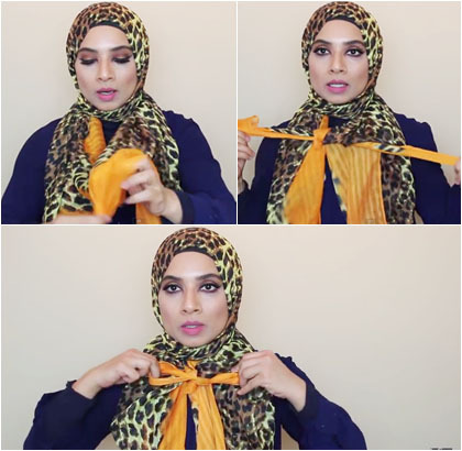 Tutorial Hijab Tanpa Jarum Menggunakan Scarf Panjang untuk ke Kantor 5