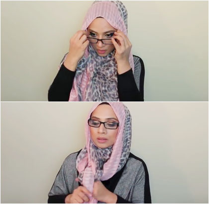 Tutorial Hijab Pashmina untuk Wanita Berkacamata 5