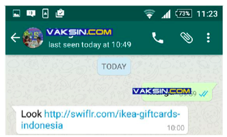 waspada spam di whastapp bagi bagi voucher starbucks dan ikea