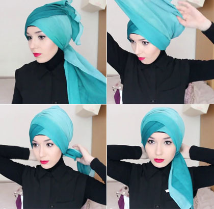Tutorial Hijab Turban Simpel dengan Hiasan Mahkota Bunga