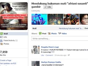 Ribuan Facebooker Dukung Afriyani Dihukum Mati