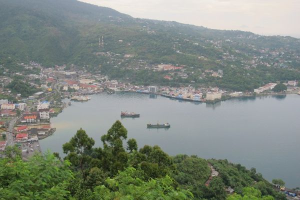 Teluk dan bebukitan yang membingkai Kota Jayapura (Sastri/ detikTravel)