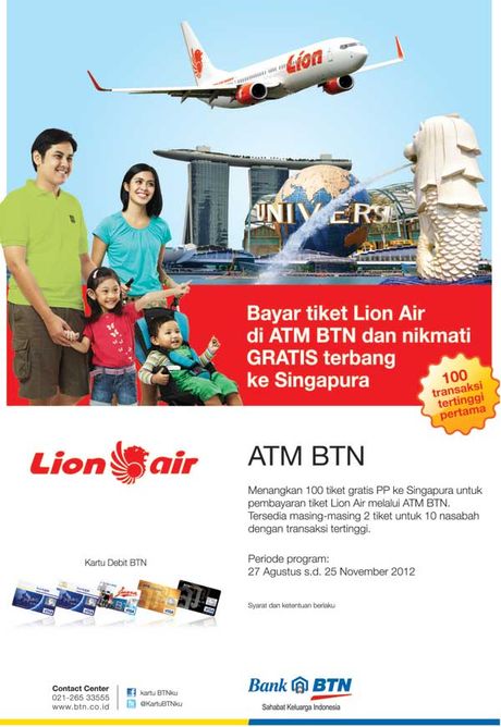 Beli Tiket Lion Air Lewat BTN Dapatkan 100 Tiket Gratis
