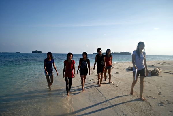 from right nova, mala, riri, indah, febri, of course me..We are friends forever at Kayuangin Island