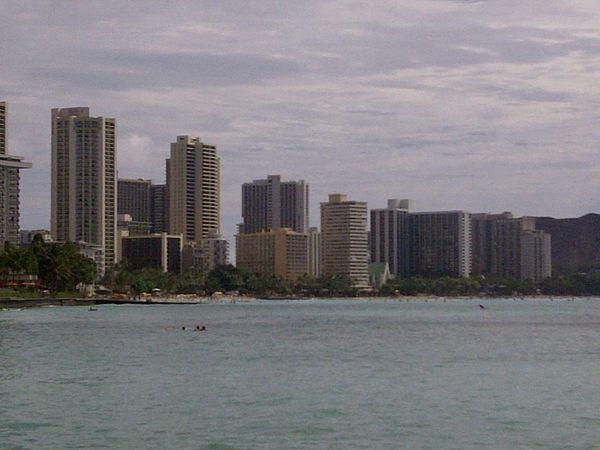 Pemandangan indah di Pantai Waikiki, Hawaii