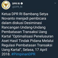 Saat Twitter DPR Sebut Ketua DPR 'Bambang Setya Novanto'