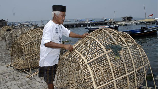 Contoh bubu tradisional, seperti yang dipakai nelayan di Tangerang.