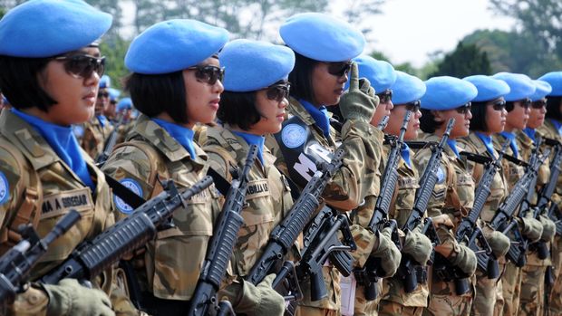 Prajurit wanita dari Trimatra TNI mengikuti misi perdamaian PBB.