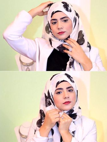 Tutorial Hijab dengan Kerudung Motif yang Cocok untuk  ke  