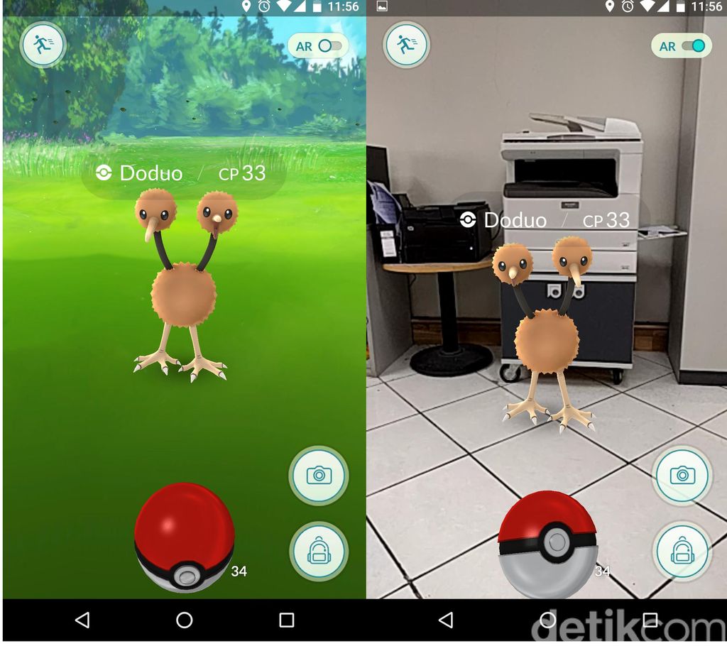 Info Gad Begini tampilan menangkap Pokemon antara AR mode dan biasa