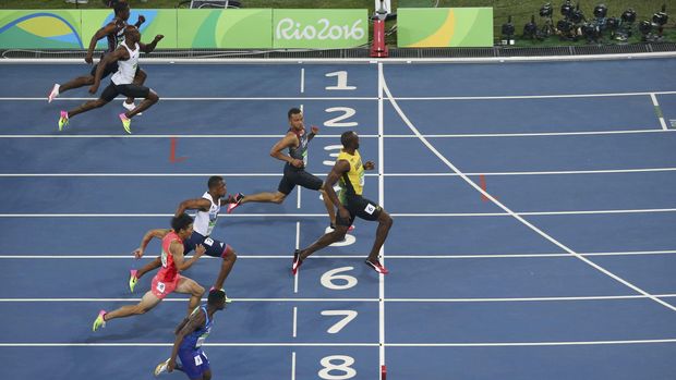 Usain Bolt mendapatkan emas 100 meter di Olimpiade 2016.