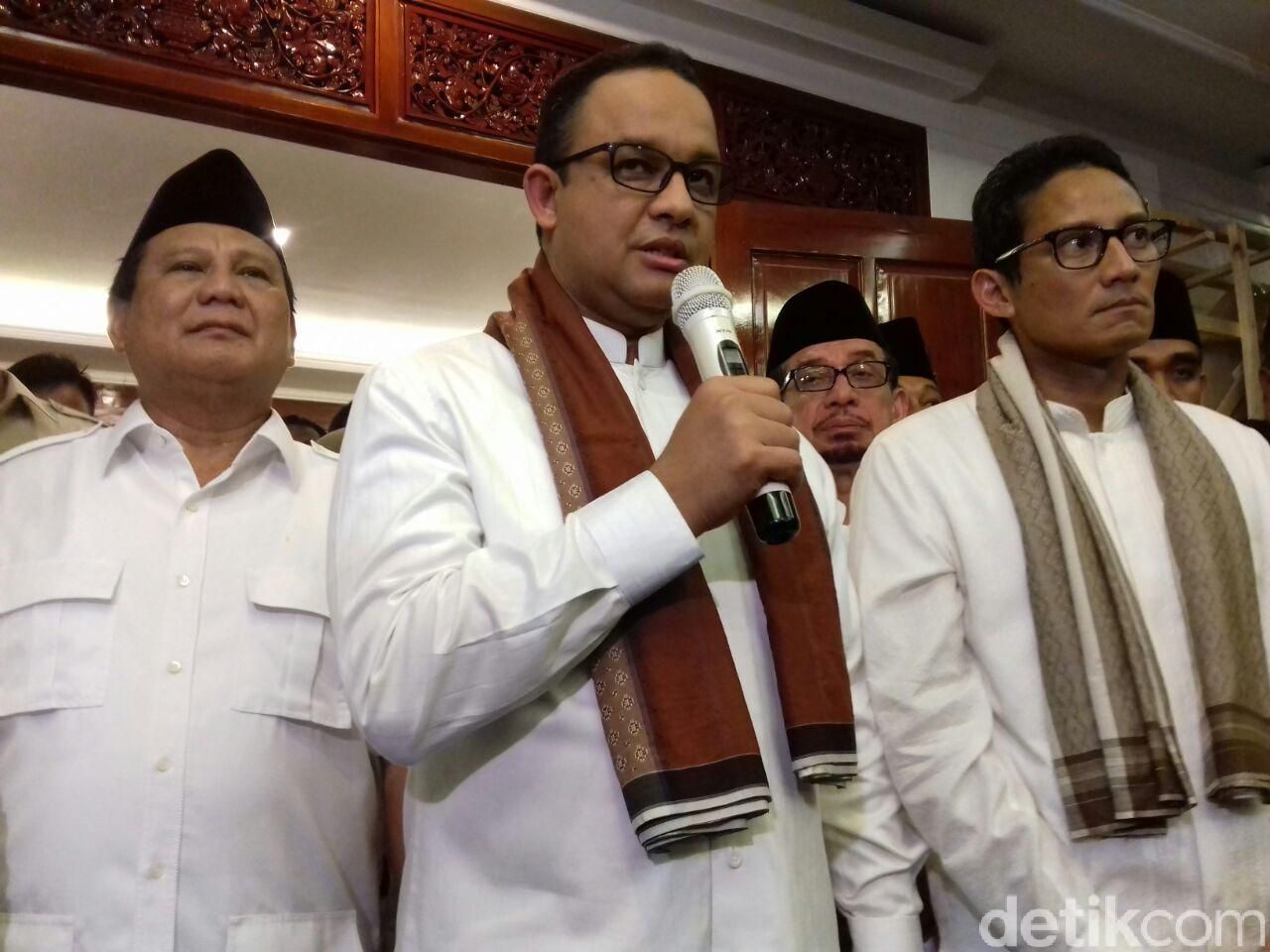 Pengumuman Gerindra-PKS dukung Anies-Sandiaga, Jumat (23/9). Foto: Nathania Riris Michico/detikcom