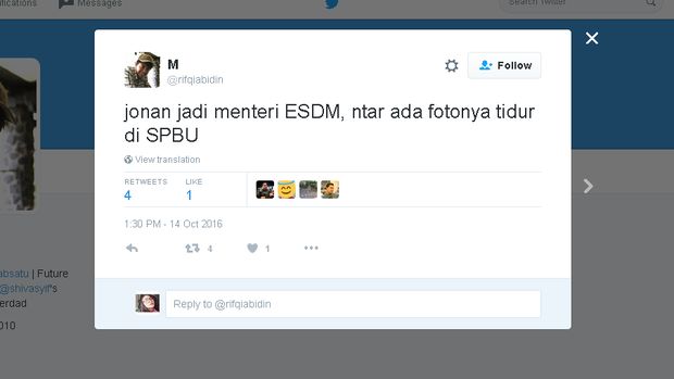 Reaksi Netizen Setelah Jonan Dilantik Jadi Menteri ESDM