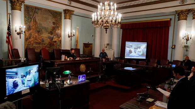 Rahimi dihadirkan dalam sidang via video conference dari rumah sakit