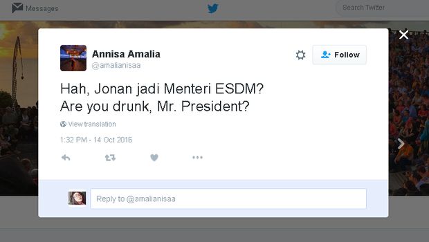 Reaksi Netizen Setelah Jonan Dilantik Jadi Menteri ESDM