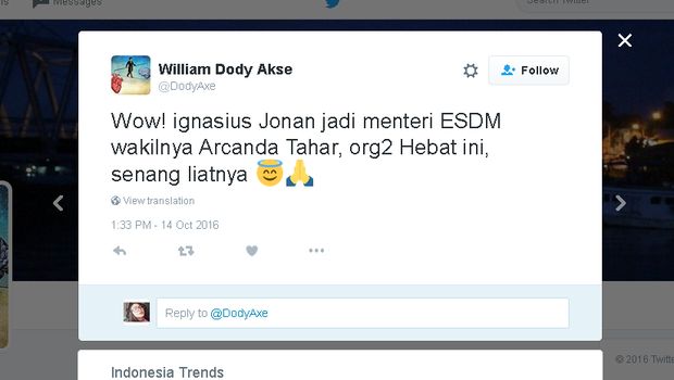 Reaksi Netizen Setelah Jonan Dilantik Jadi Menteri ESDM