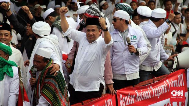 Fahri Hamzah ikut aksi anti Ahok pada 4 November 2016.