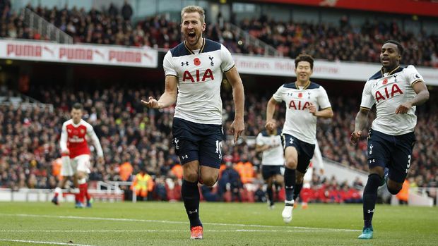 Bomber Tottenham Harry Kane punya catatan bagus jika bertemu Arsenal.