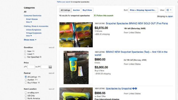 Kacamata Pintar Snapchat Dibanderol Rp 39,4 Juta di eBay