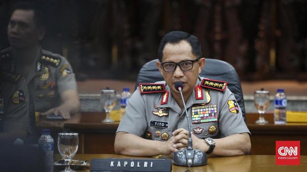 Kapolri Jenderal Tito Karnavian menyatakan penetapan status Ahok dilakukan secara profesional. (CNN Indonesia/Adhi Wicaksono)