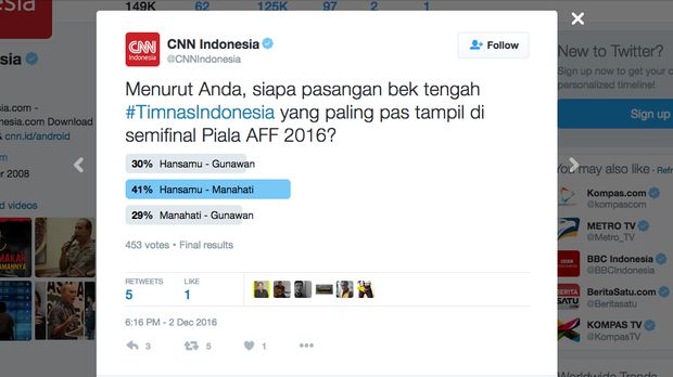 Duet Hansamu Yama dan Manahati Lestusen dipilih oleh pembaca CNN Indonesia.