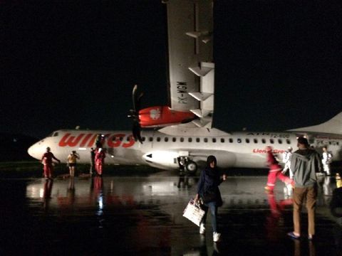 Ini Penampakan Pesawat Wings Air yang Tergelincir di Bandara Semarang