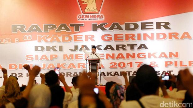 Prabowo saat rapat pemenangan Anies-Sandi