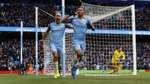 Gabriel Jesus menjadi pahlawan kemenangan Manchester City.