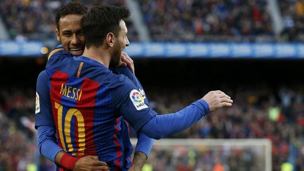 Neymar mencetak satu assist sementara Messi satu gol ketika Barcelona menundukkan Athletic Bilbao.