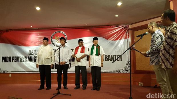 Cagub-Cawagub Banten deklarasi anti-politik uang.