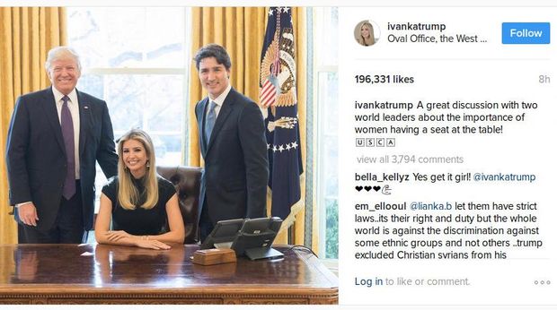 Ivanka Jadi Sorotan di Pertemuan Trump dengan PM Kanada