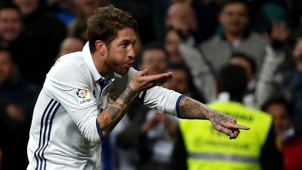 Sergio Ramos mencetak gol kemenangan Real Madrid pada menit ke-81.