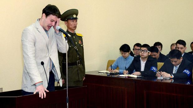 Otto Warmbier, mahasiswa AS yang tewas usai ditahan selama 17 bulan di Korea Utara.