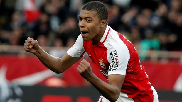 Kylian Mbappe mencetak gol pertama AS Monaco ke gawang Manchester City.