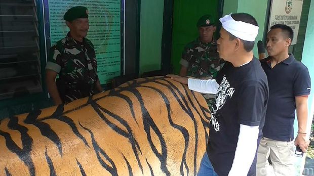 Sambangi Koramil Cisewu, Bupati Dedi Hadiahkan Patung Macan