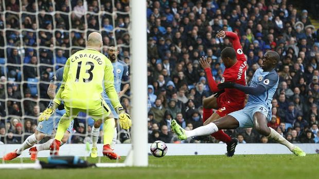 Lini serang Liverpool tampil lebih efektif dibandingkan Man City.