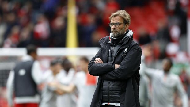 Pelatih Liverpool Juergen Klopp tak bisa menyembunyikan ketegangannya pada laga derby Merseyside. 