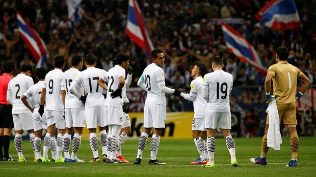 Timnas Thailand saat kalah 0-4 dari Timnas Jepang di Saitama. 
