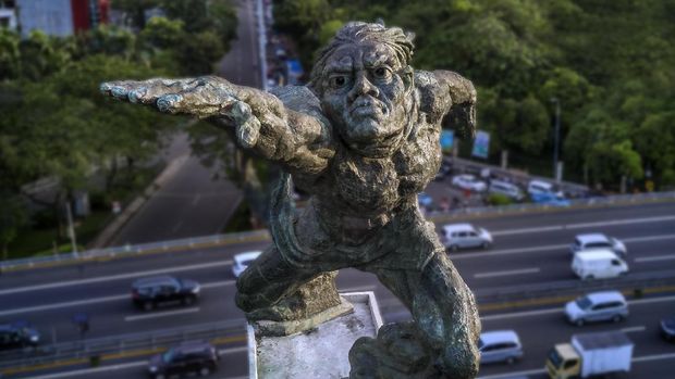 Terungkap Tampang Patung Pancoran Berkat Drone