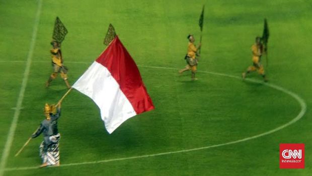Seremoni pembukaan Liga 1 sebelum kick-off Persib vs Arema dimulai.