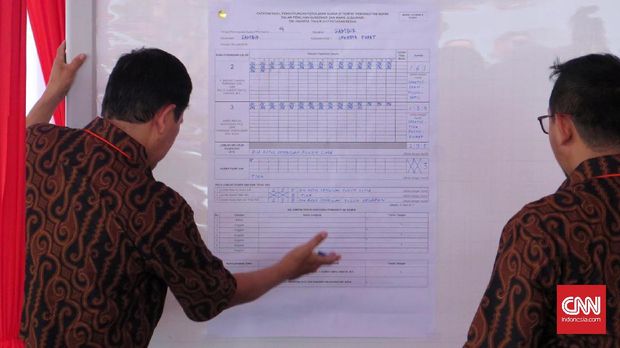 Di TPS IV, Gambir, Jakarta Pusat, pasangan petahana Basuki Tjahaja Purnama-Djarot Saiful Hidayat unggul tipis. (CNN Indonesia/Christie Stefanie)